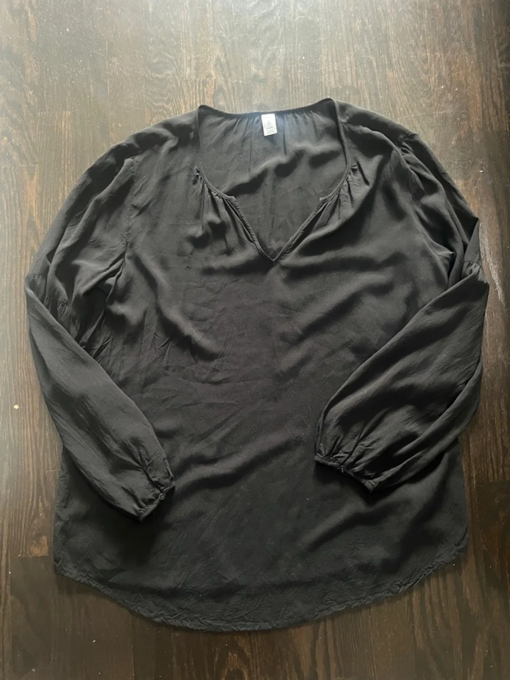 Old Navy Black V-Neck Long Sleeve Top with Gathered Neckline XL TALL - Picture 1 of 8